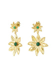 Gold/Green Flower Earrings