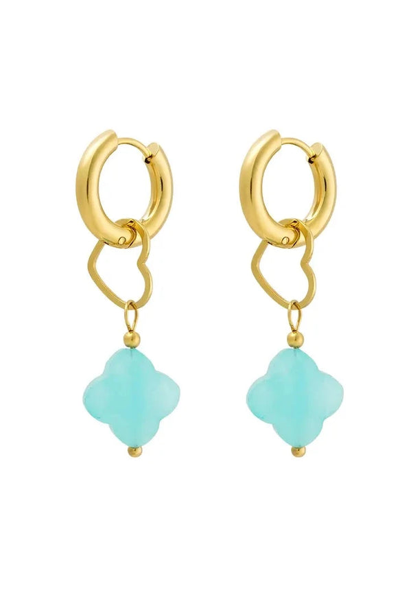 Aqua Clover Earrings