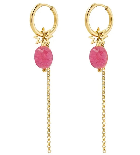 Pink Chain Drop Earrings