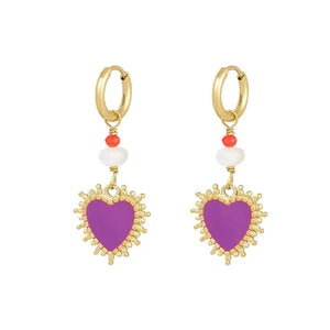 Love Heart Purple Earrings