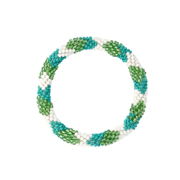 Green/White Beaded Bracelet
