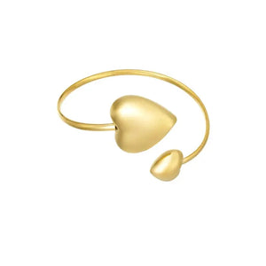 Double Heart Bangle - Gold Colour