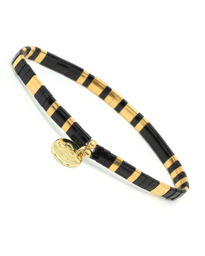 Pulsera de mosaico de vidrio. - Negro