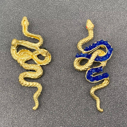 Metal Snake Brooch: Green