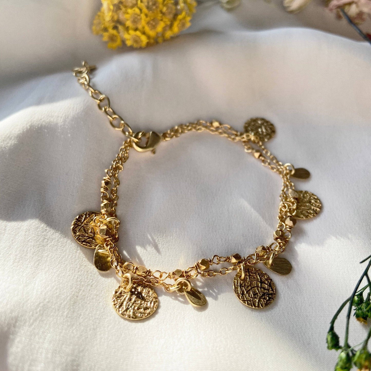 Gold Coin Charm Bracelet