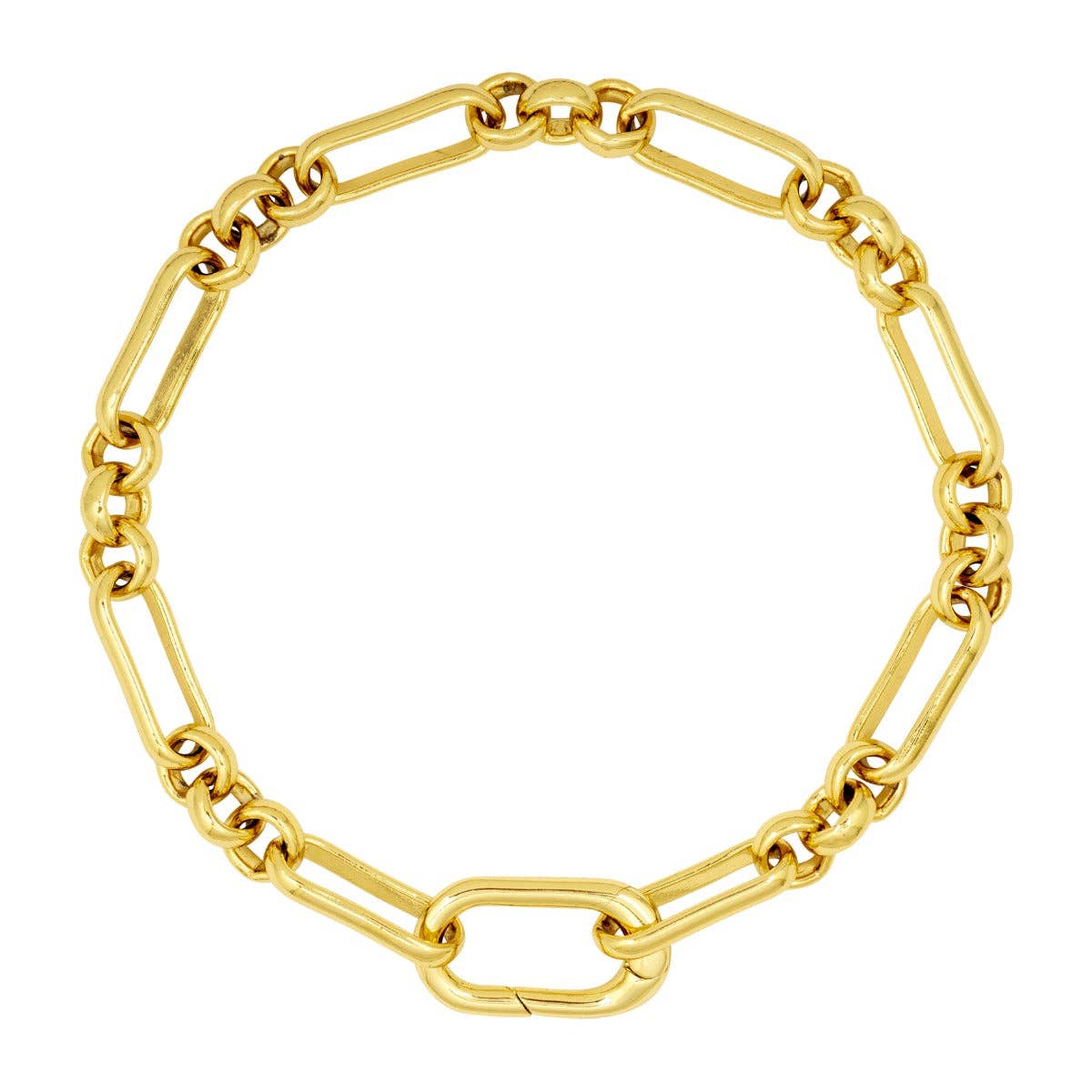 Gold chain bracelet on a white background