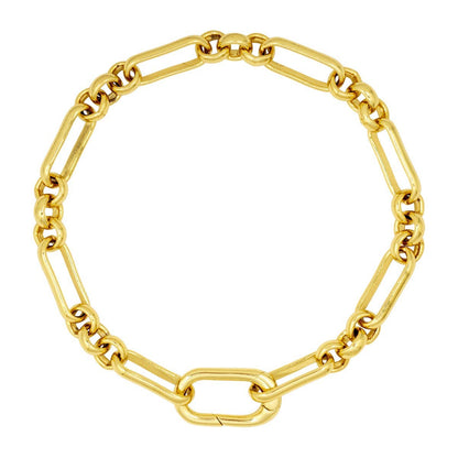 Gold chain bracelet on a white background