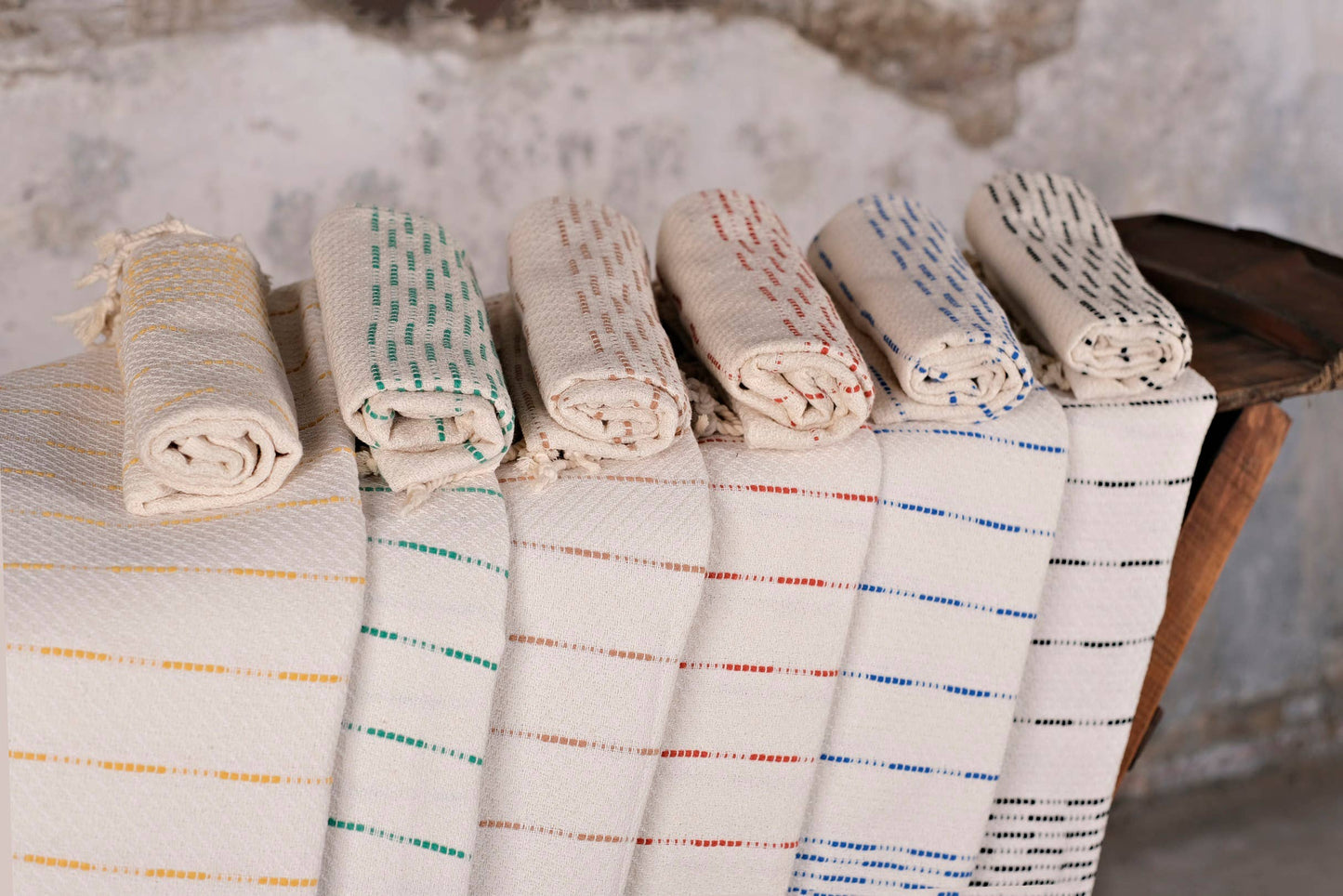 Peshtemal Hand Towel - Blue and Cream Stripe