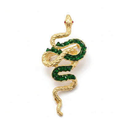 Metal Snake Brooch: Green