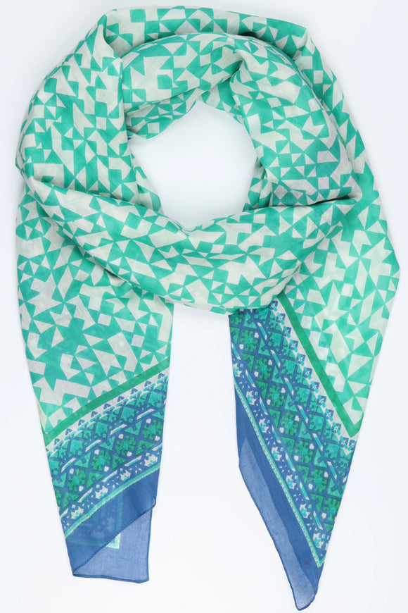 Blue/Green Printed Cotton scarf/sarong