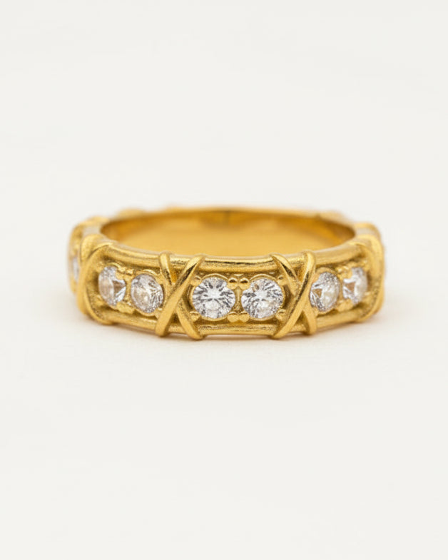 Full X Texture Cubic Zirconia Ring