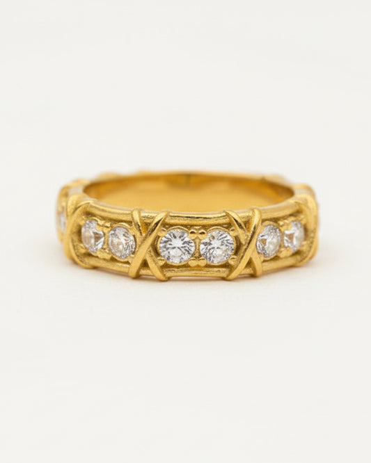 Full X Texture Cubic Zirconia Ring