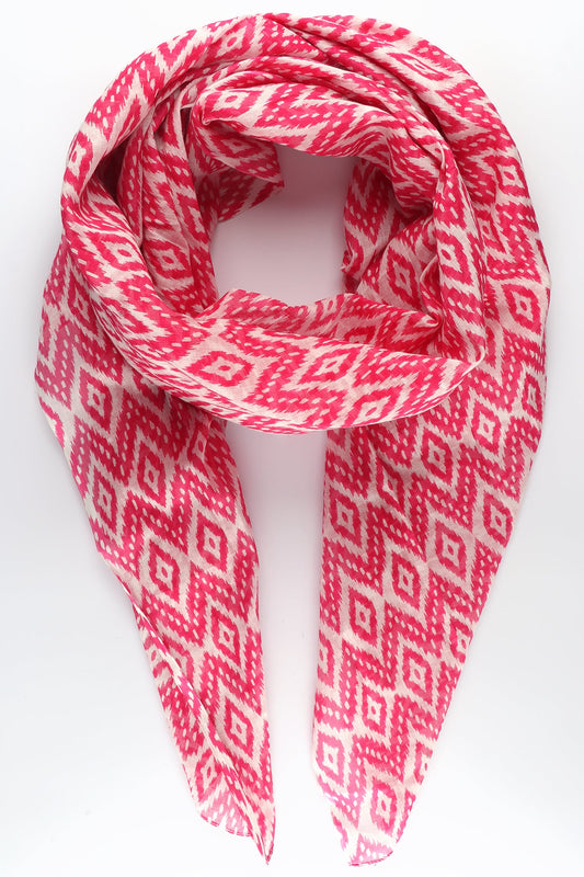 Pink Ikat Cotton scarf/sarong