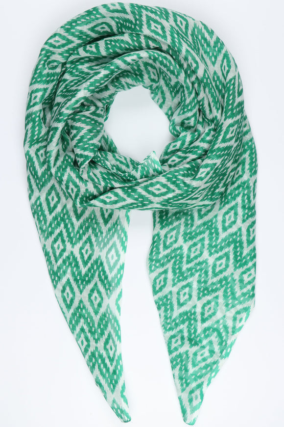 Green Ikat Cotton scarf/sarong