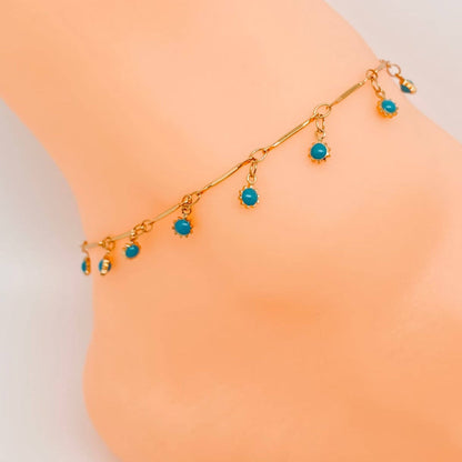Green Enamel Sun Pendant Chain Anklet
