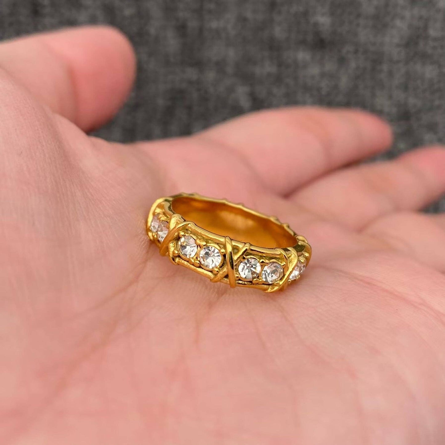 Full X Texture Cubic Zirconia Ring