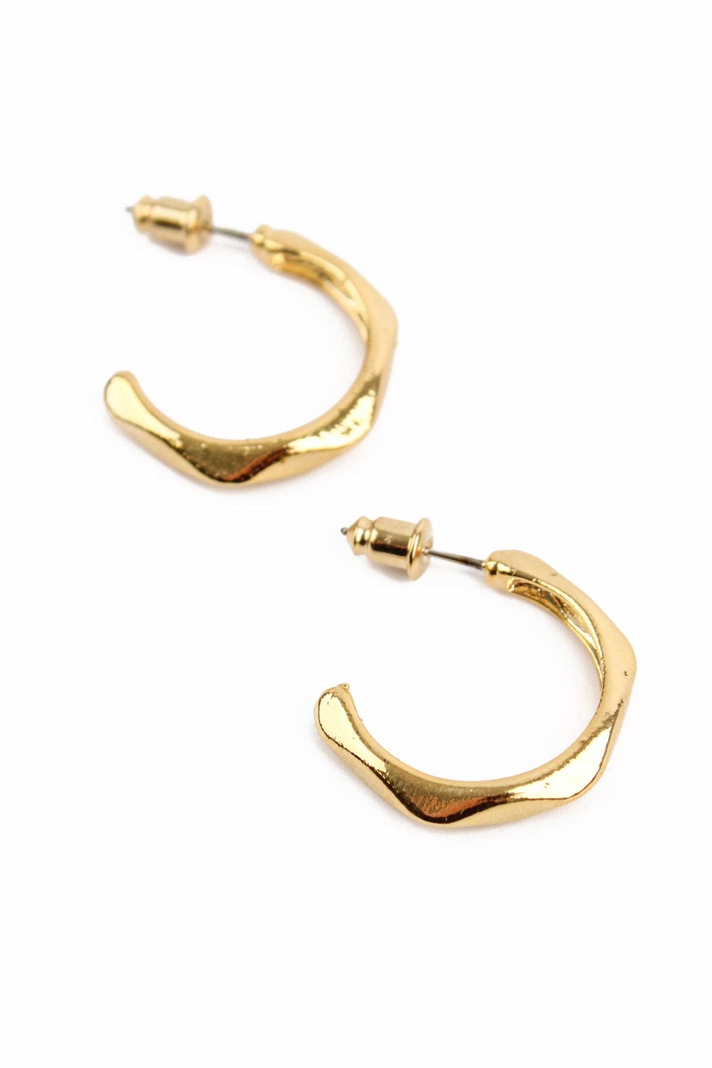 Gold Wavey Hoops