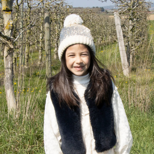 Kids Sequined Pompom Hat