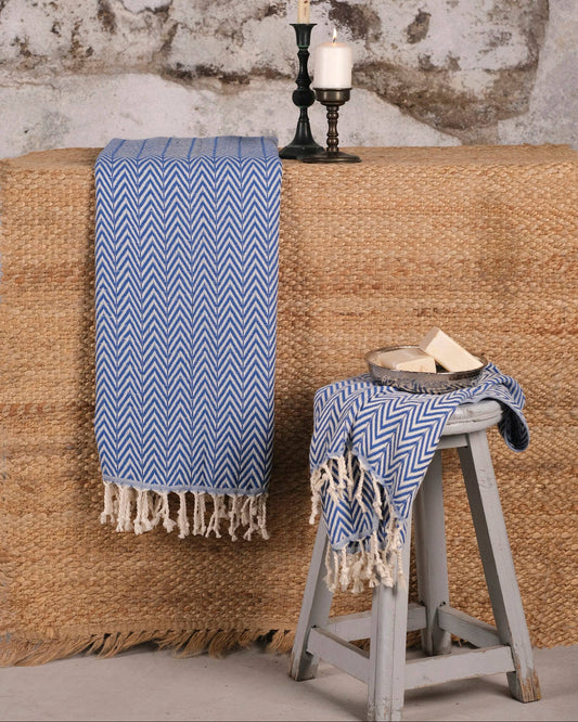 UltraSoft Turkish Cotton Hand Towel - Blue