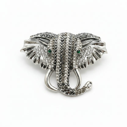 Rhinestone Elephant Brooch: Silver