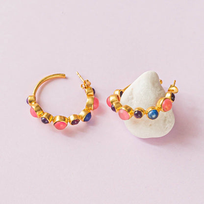 Hoop Gemstone Earrings