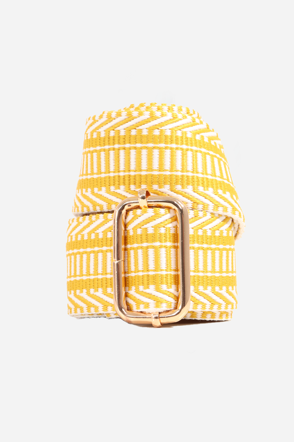 Mustard Geometric Stripe Bag Strap