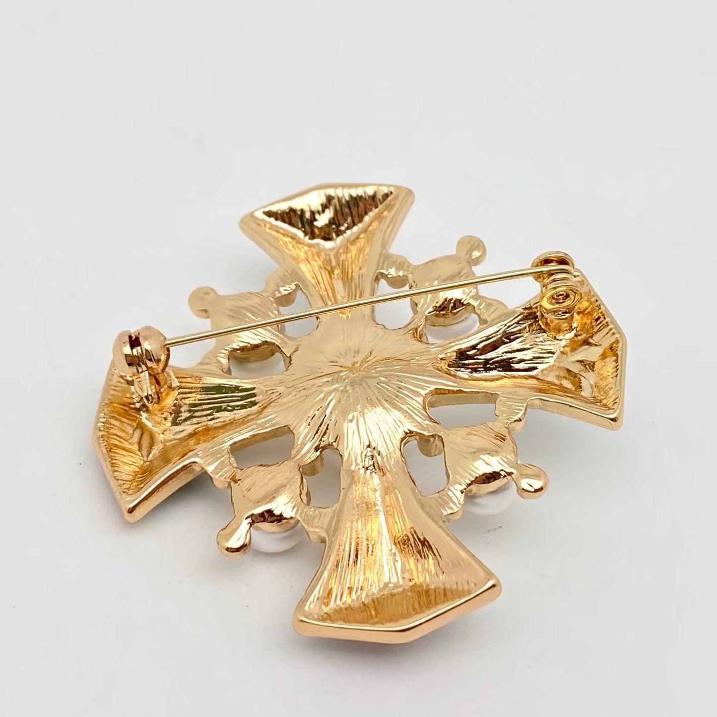 Baroque Vintage Enamel Cross Brooch