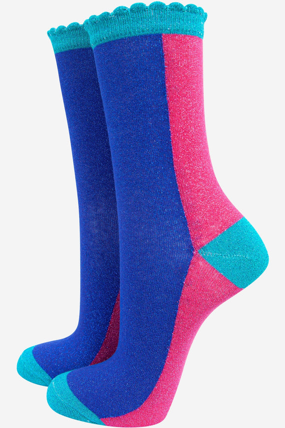 Colour block Glitter Socks