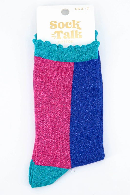 Colour block Glitter Socks