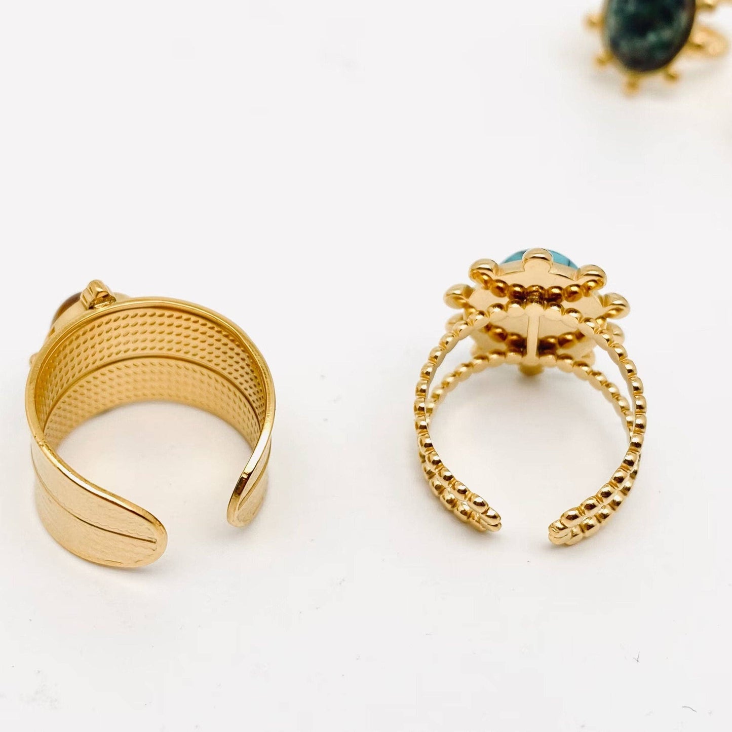 Adjustable Green Natural Stone Ring