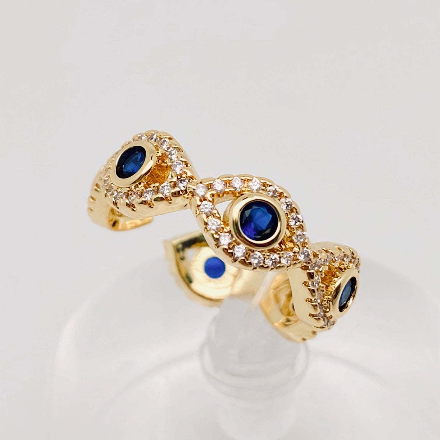 Multi-style Gold-plated Evil Eye Ring: A / Opening adjustable