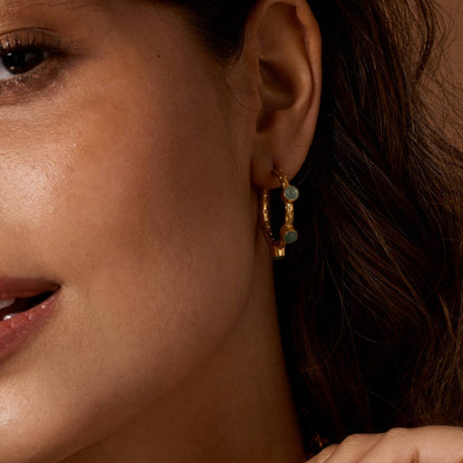 Mini Aqua Chalcedony Hoops