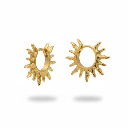 18K Gold Plated Sun Huggie Earrings