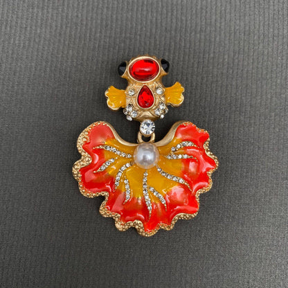 Rhinestone Inlaid Enamel Goldfish Brooch: Blue