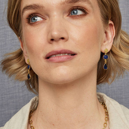 Double Drop Navy Earrings