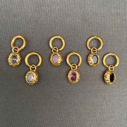 Drop Stone Huggie hoop Earrings