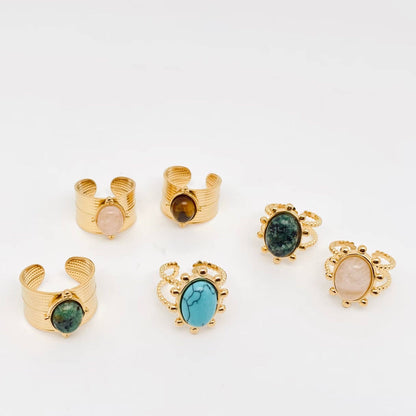 Adjustable Green Natural Stone Ring