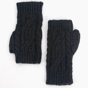 Wrist Warmers - Black, Cable Knit