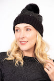 Pom Pom Hat - Black, Sequin