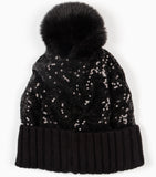 Pom Pom Hat - Black, Sequin