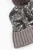 Pom Pom Hat - Silver, Sequin