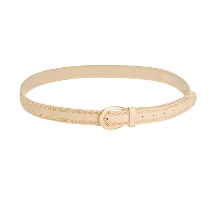 Ceinture cloutée - Crème et or