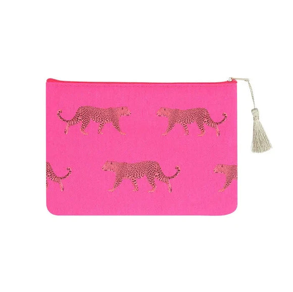 Neon Pink Leopard Makeup bag