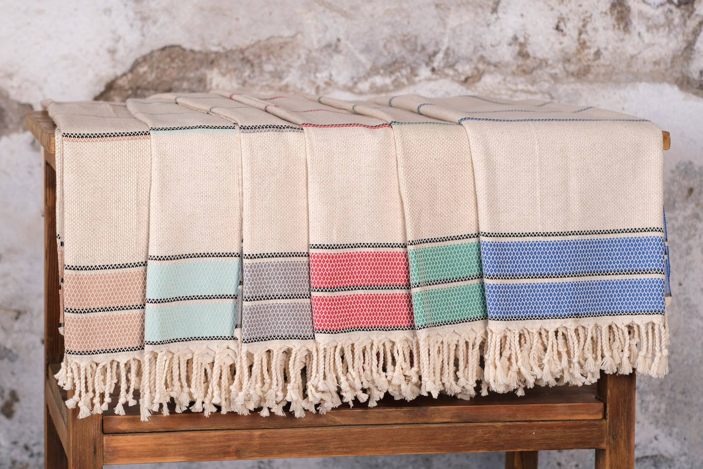 Blue and Black stripe Turkish Peshtemal Hand Towel