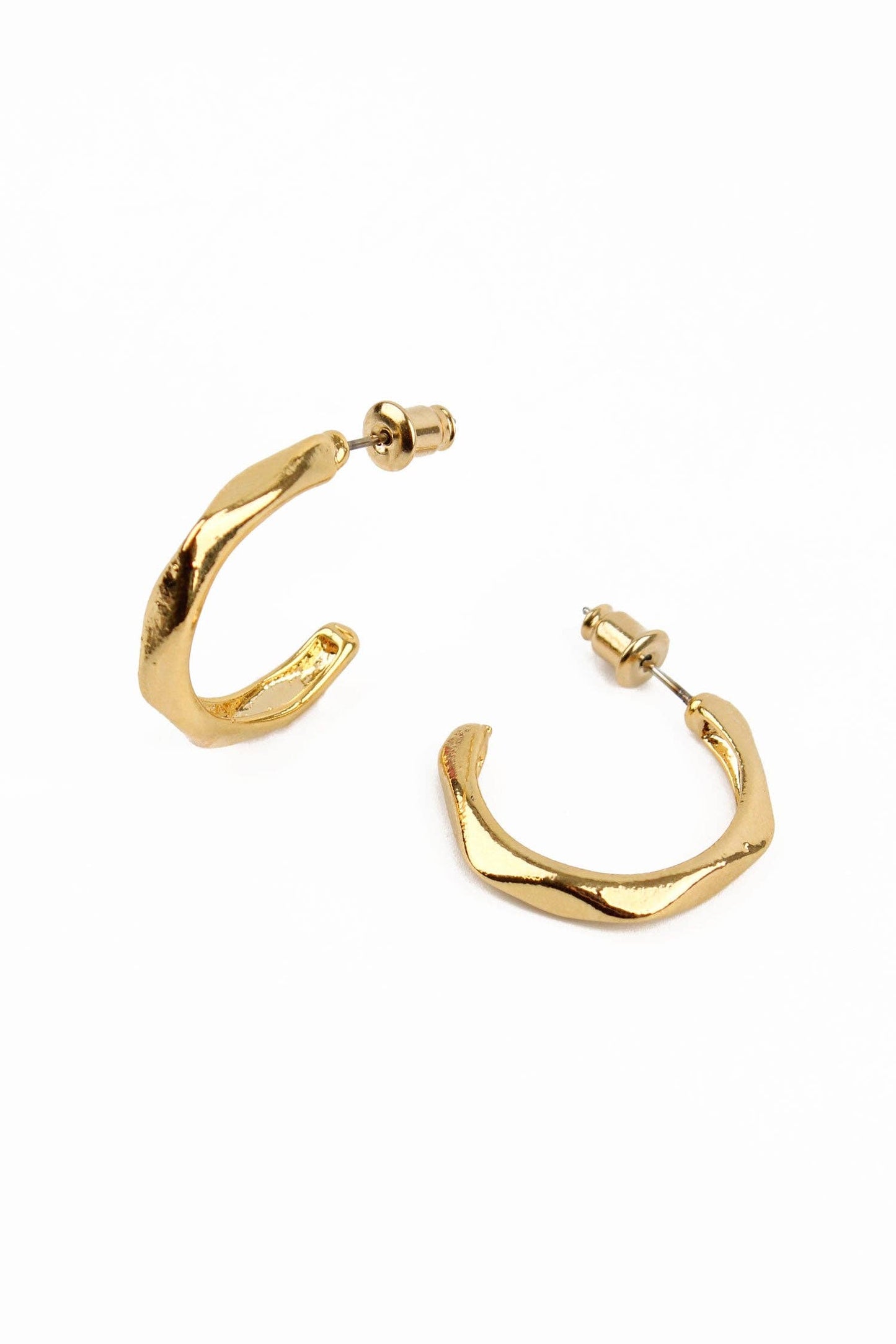 Gold Wavey Hoops