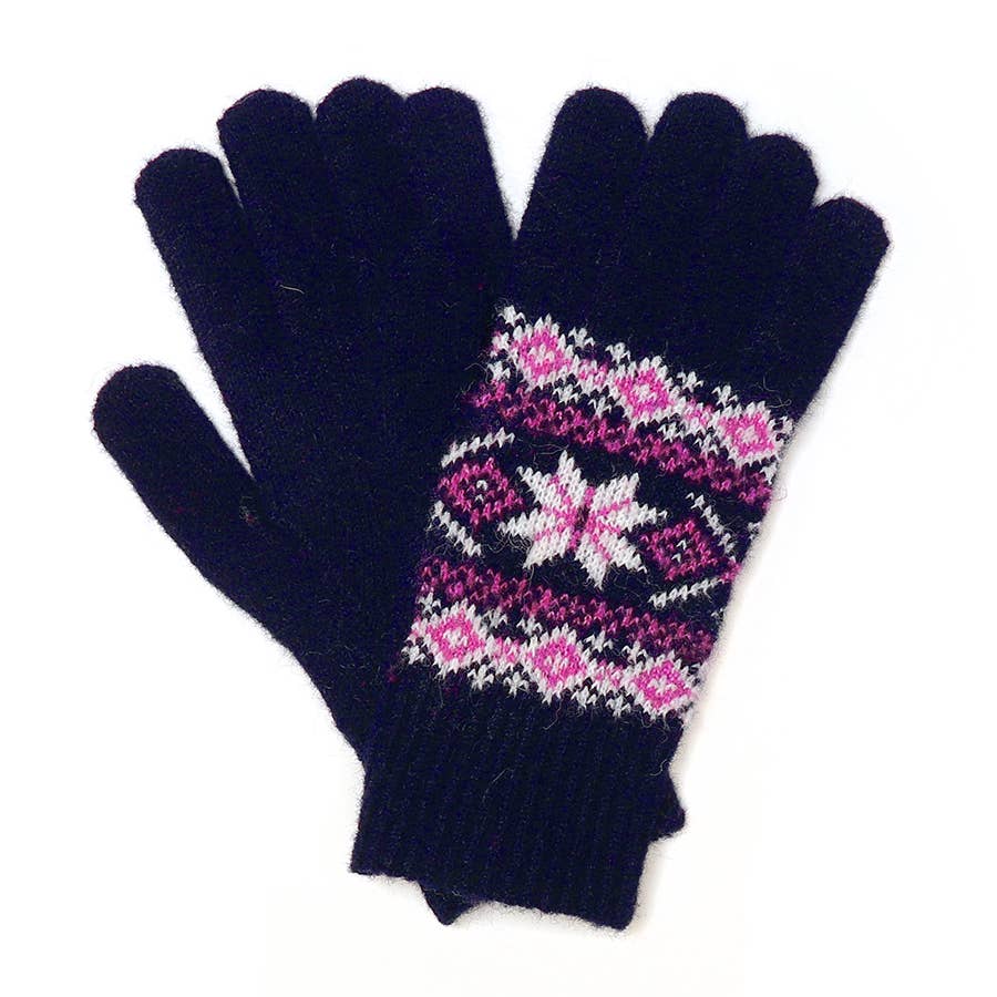Recycled Blend Navy Mix Star Flower Gloves