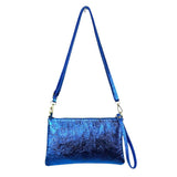 Metallic Leather Clutch Bag - Electric Blue