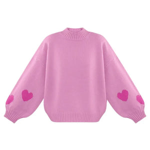 Heart Sleeve Jumper -Light Pink