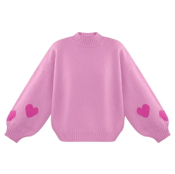 Heart Sleeve Jumper -Light Pink