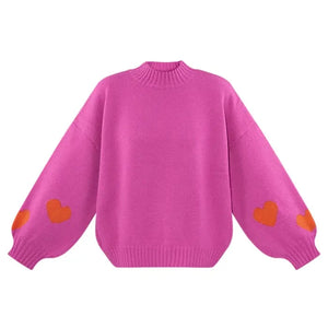 Heart Sleeve Jumper -Pink/Orange